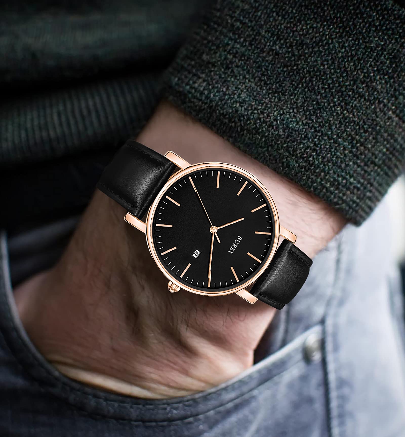 Foto 5 pulgar | Reloj Burei Fashion Minimalist Waterproof Para Hombre En Oro Rosa - Venta Internacional.