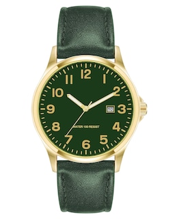 Foto 1 | Reloj Amazon Essentials, Correa Verde Dorada Fácil De Leer - Venta Internacional.