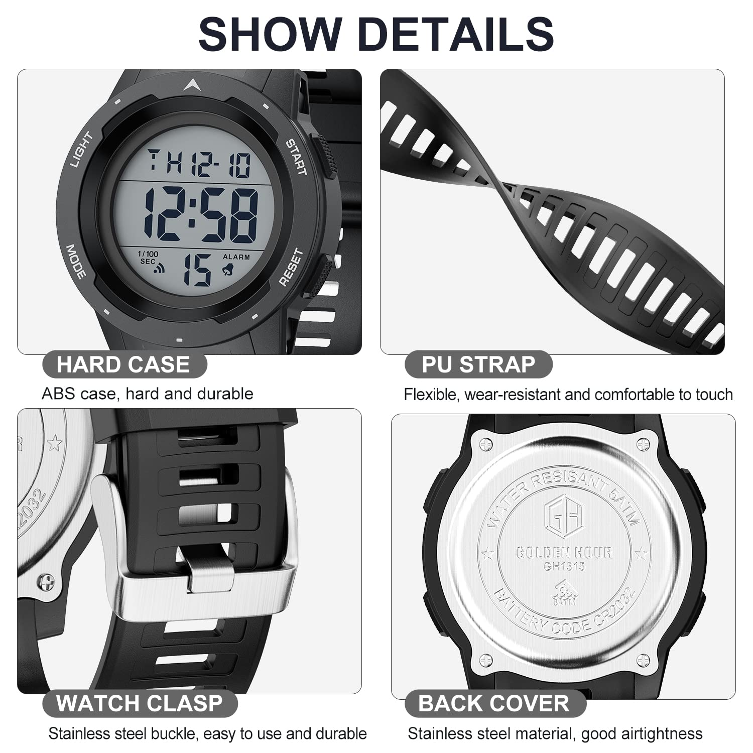 Foto 4 pulgar | Reloj Deportivo Golden Hour Waterproof Digital Para Hombre - Venta Internacional.