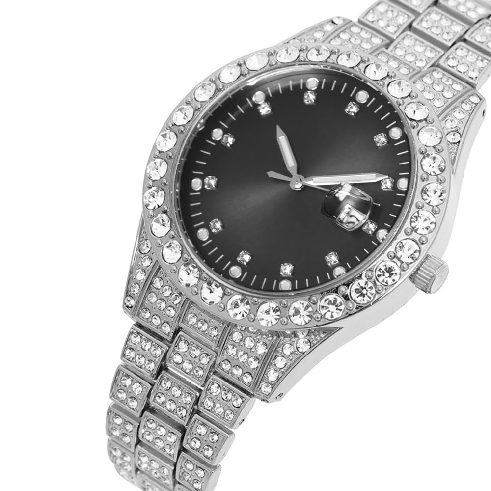 Foto 3 pulgar | Reloj Hunruy Hip Hop Iced-out Bling Diamond Quartz 42 Mm Para Hombre - Venta Internacional.