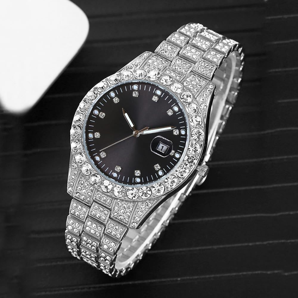 Foto 6 pulgar | Reloj Hunruy Hip Hop Iced-out Bling Diamond Quartz 42 Mm Para Hombre - Venta Internacional.