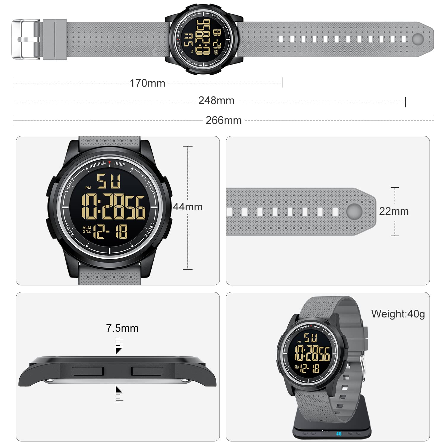 Foto 4 pulgar | Reloj Golden Hour, Ultrafino Y Minimalista, Resistente Al Agua Hasta 50 M - Venta Internacional.