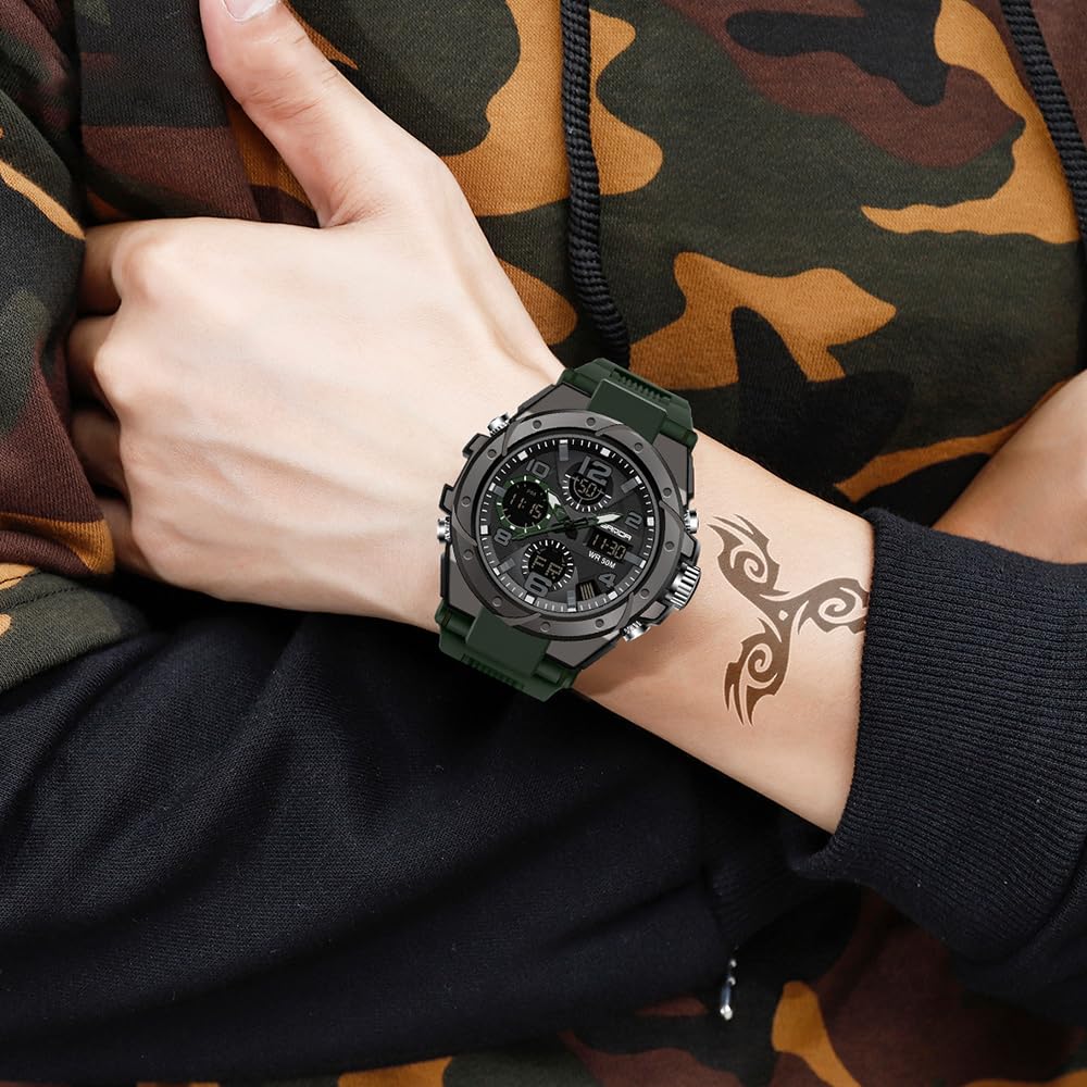 Foto 4 pulgar | Reloj Aimes Sports Military Waterproof Para Hombre, Color Verde Militar - Venta Internacional.