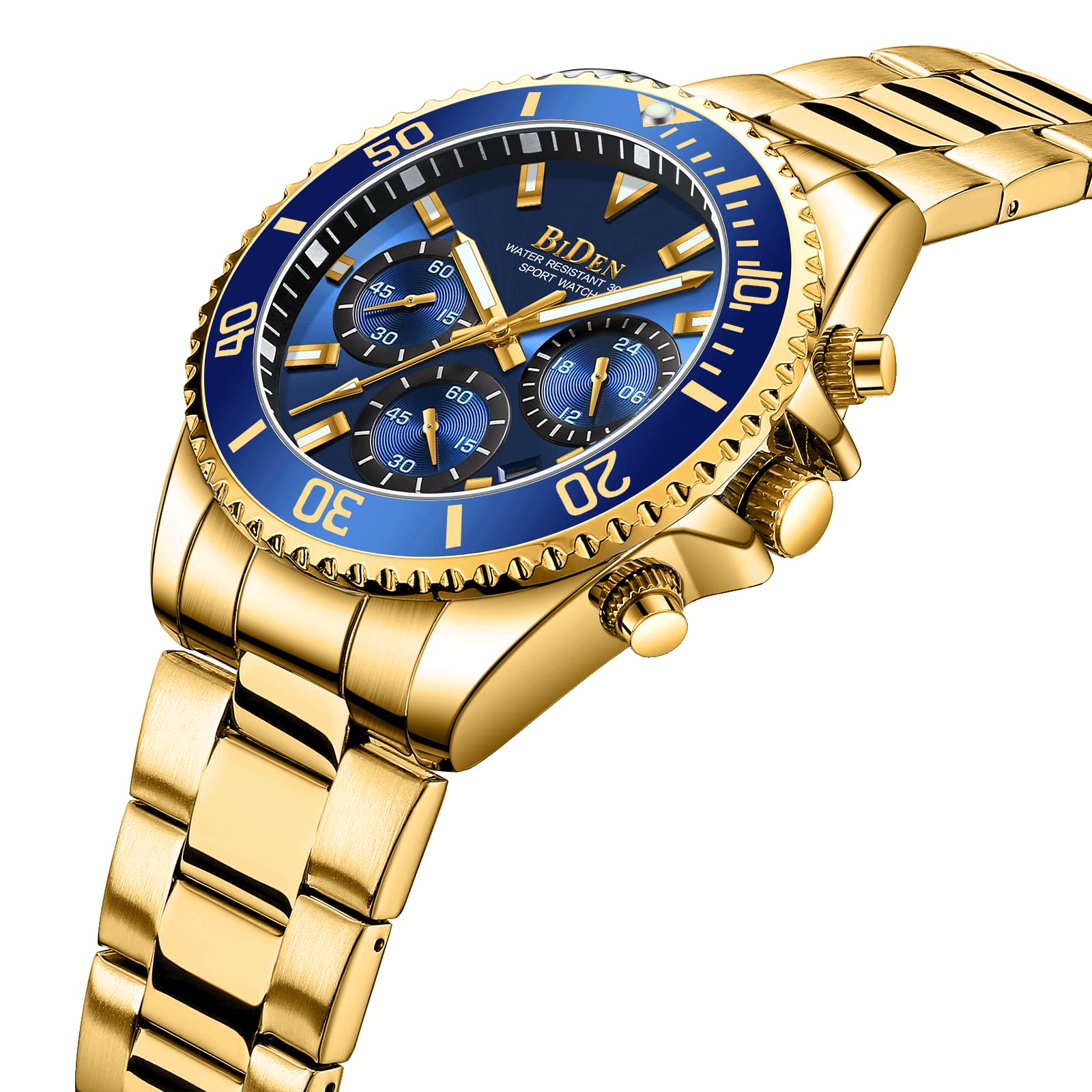 Foto 4 pulgar | Reloj Biden Chronograph Oro Azul Acero Inoxidable Para Hombre - Venta Internacional.