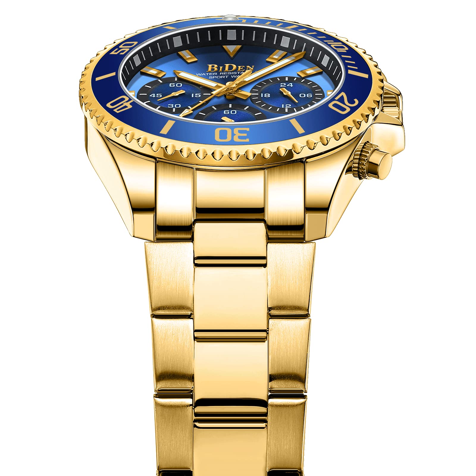 Foto 5 pulgar | Reloj Biden Chronograph Oro Azul Acero Inoxidable Para Hombre - Venta Internacional.