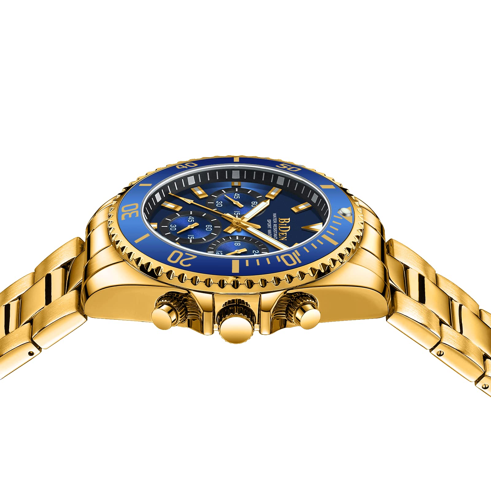 Foto 5 | Reloj Biden Chronograph Oro Azul Acero Inoxidable Para Hombre - Venta Internacional.