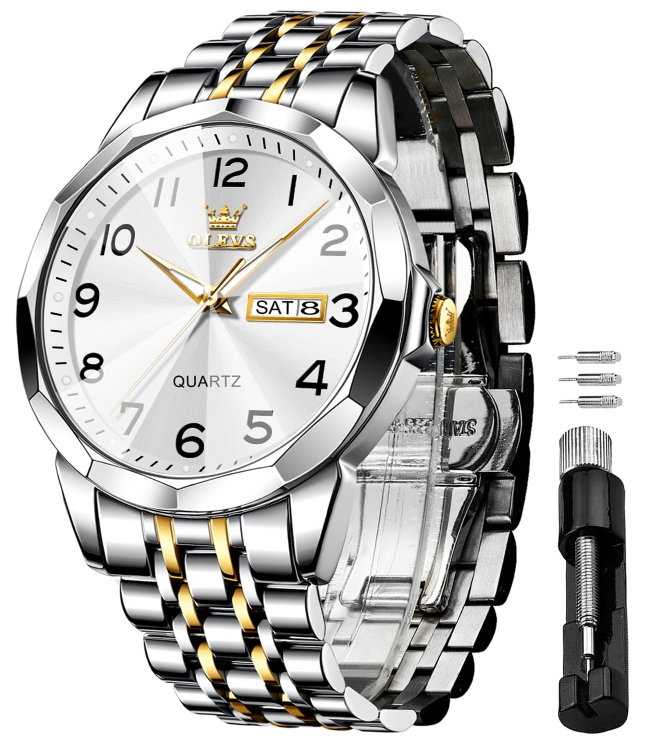 Foto 2 pulgar | Reloj Olevs White Luxury Dress Analog Quartz Para Hombre - Venta Internacional.