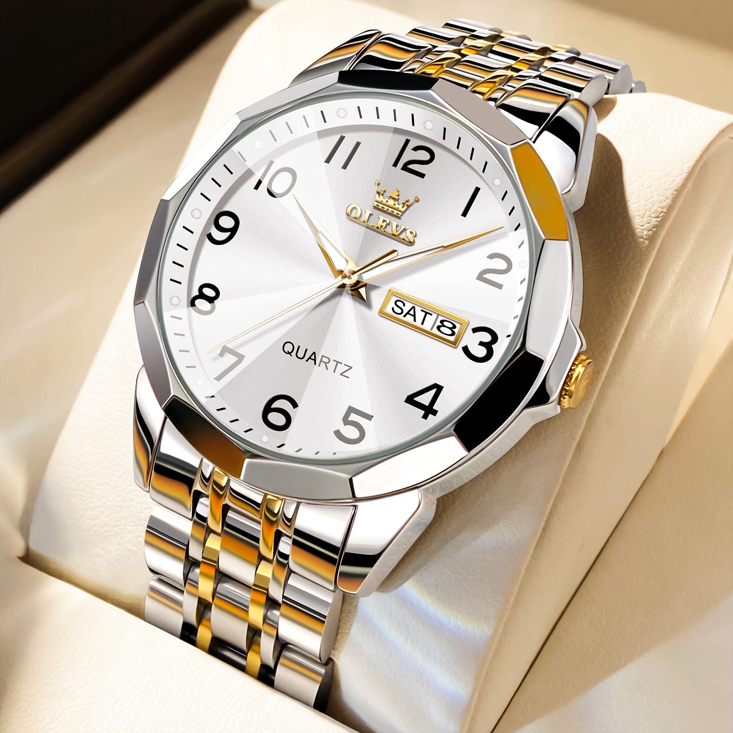 Foto 3 pulgar | Reloj Olevs White Luxury Dress Analog Quartz Para Hombre - Venta Internacional.