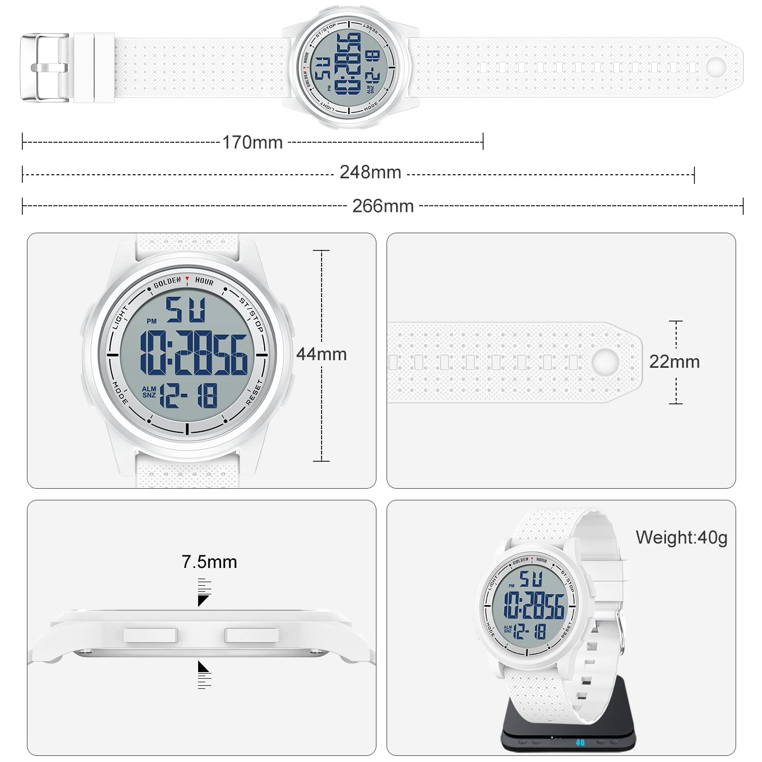 Foto 4 pulgar | Reloj Golden Hour, Ultrafino Y Minimalista, Resistente Al Agua Hasta 50 M - Venta Internacional.