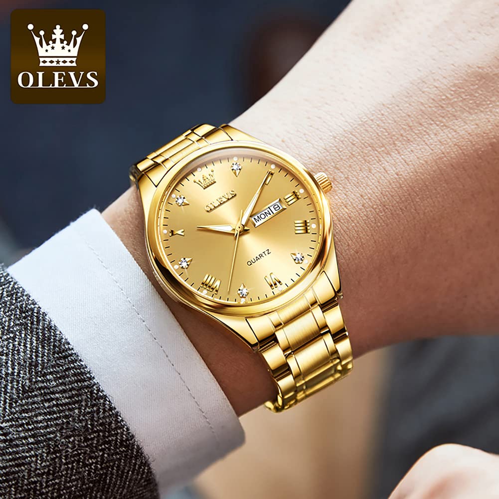 Foto 2 | Reloj Olevs Gold De Acero Inoxidable Impermeable Para Hombre - Venta Internacional.