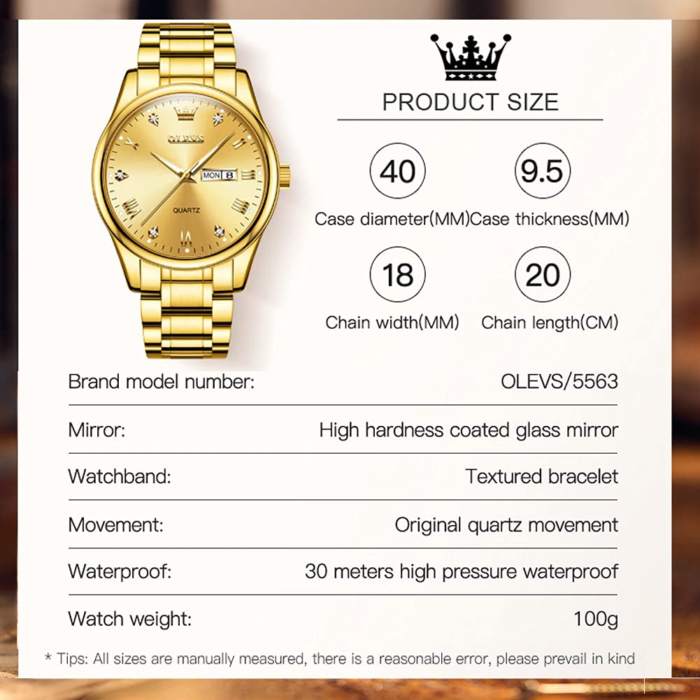 Foto 7 pulgar | Reloj Olevs Gold De Acero Inoxidable Impermeable Para Hombre - Venta Internacional.