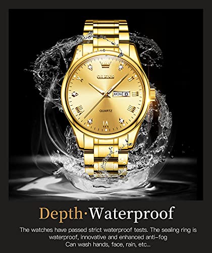 Foto 7 | Reloj Olevs Gold De Acero Inoxidable Impermeable Para Hombre - Venta Internacional.