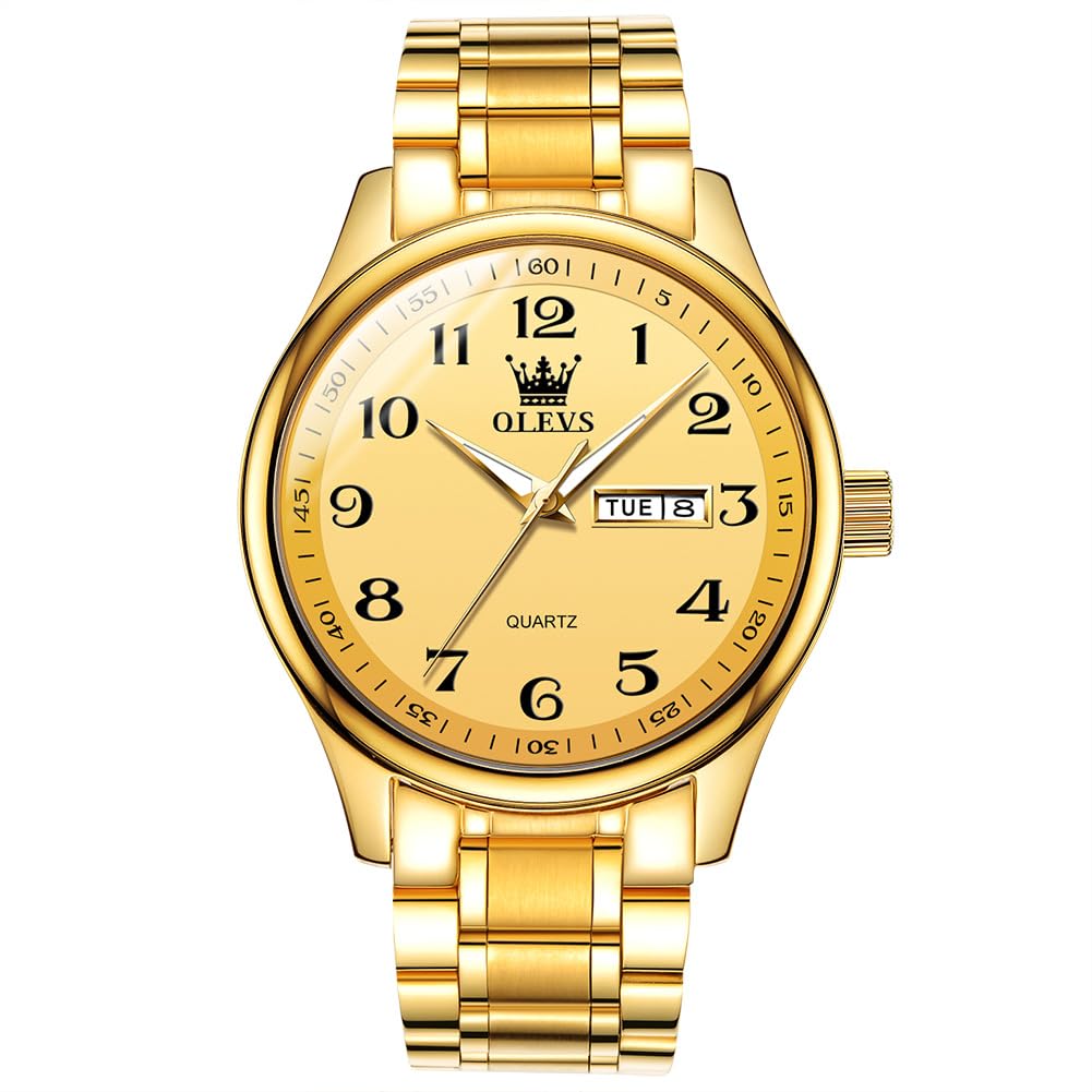 Foto 2 pulgar | Reloj Olevs De Cuarzo De Acero Inoxidable En Oro Amarillo Para Hombre - Venta Internacional.