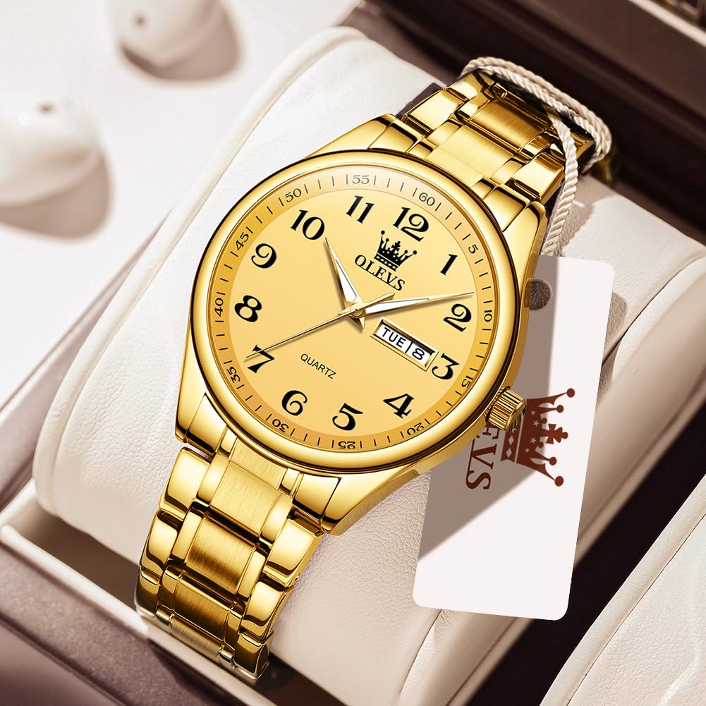 Foto 4 | Reloj Olevs De Cuarzo De Acero Inoxidable En Oro Amarillo Para Hombre - Venta Internacional.