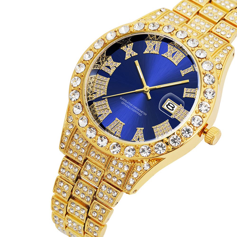 Foto 3 pulgar | Reloj Hunruy Hip Hop Iced-out Bling Diamond Luxury Para Hombre - Venta Internacional.