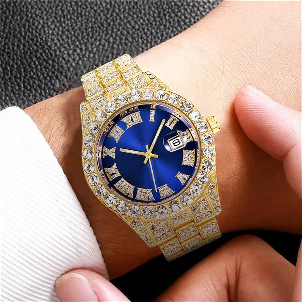 Foto 4 pulgar | Reloj Hunruy Hip Hop Iced-out Bling Diamond Luxury Para Hombre - Venta Internacional.