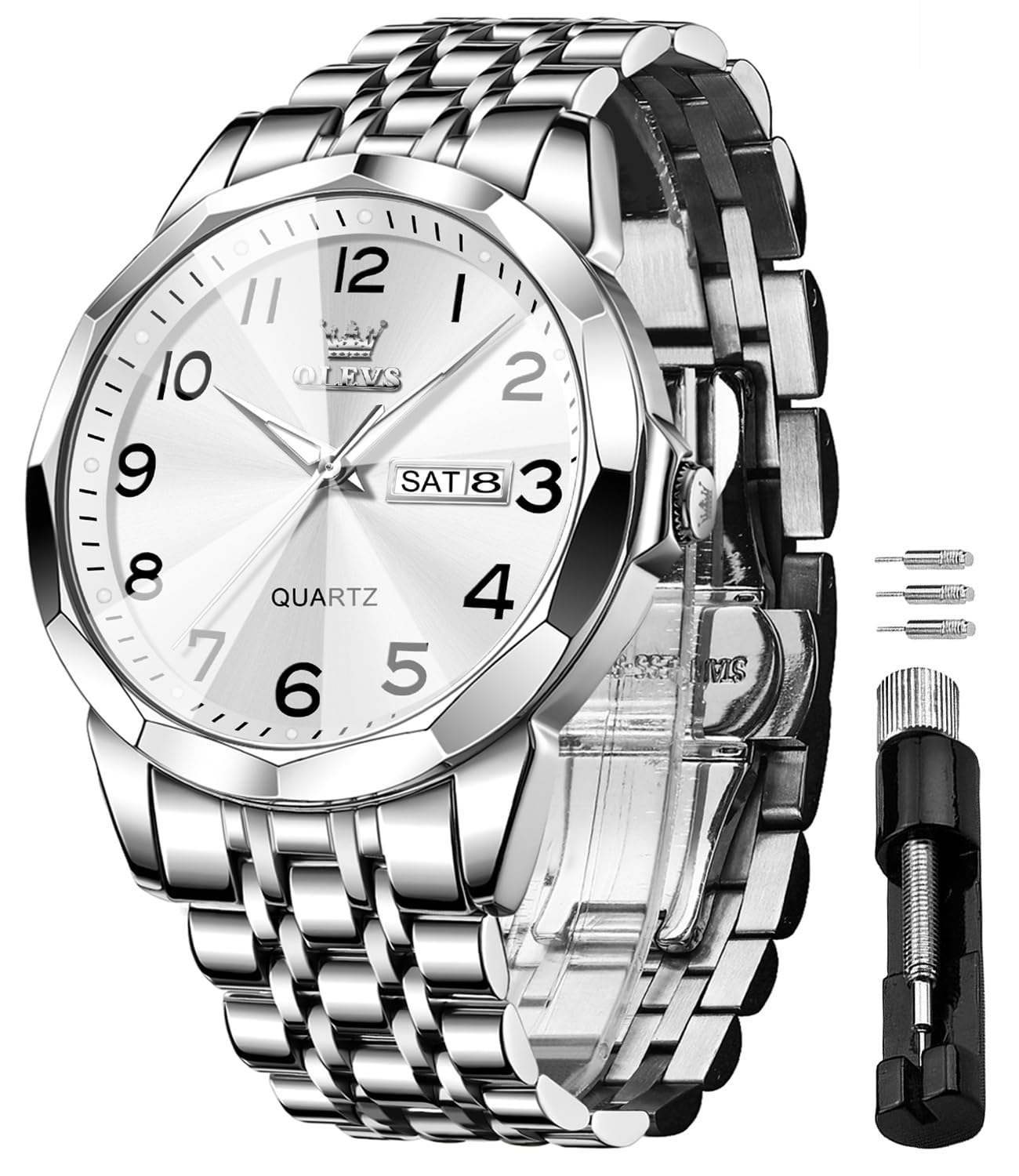 Foto 2 pulgar | Reloj Olevs White Luxury Dress Analog Quartz Para Hombre - Venta Internacional.