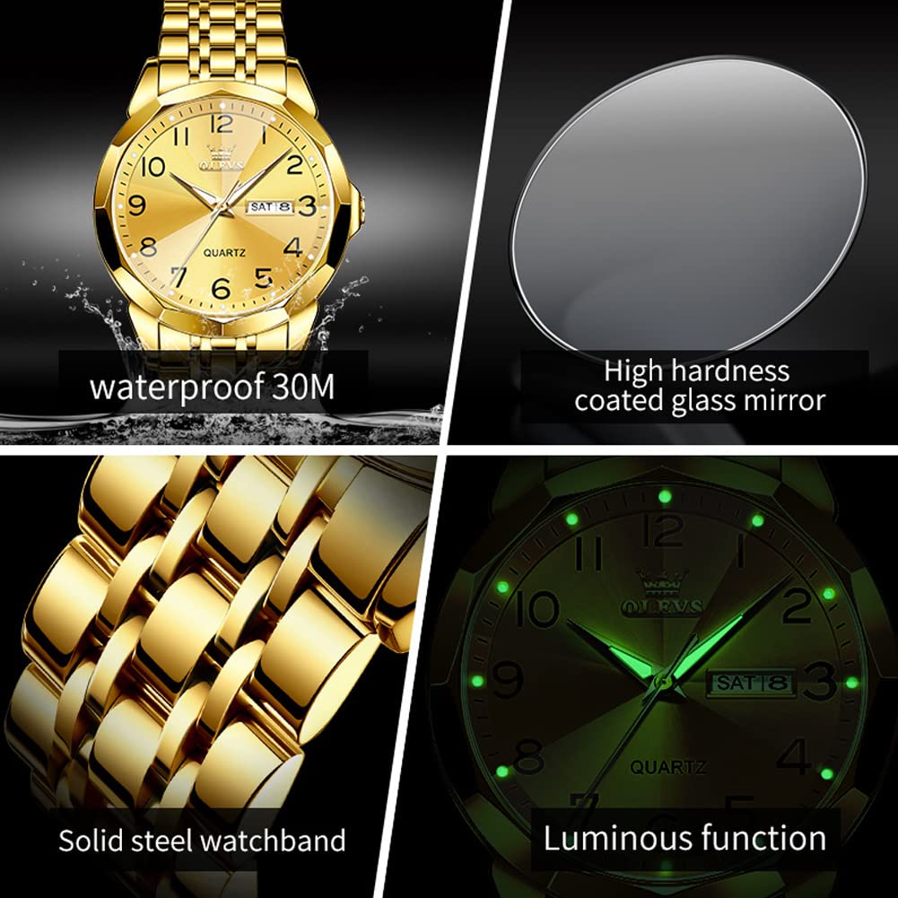 Foto 6 pulgar | Reloj Olevs Gold Para Hombre, Vestido De Lujo Impermeable Y Luminoso - Venta Internacional.