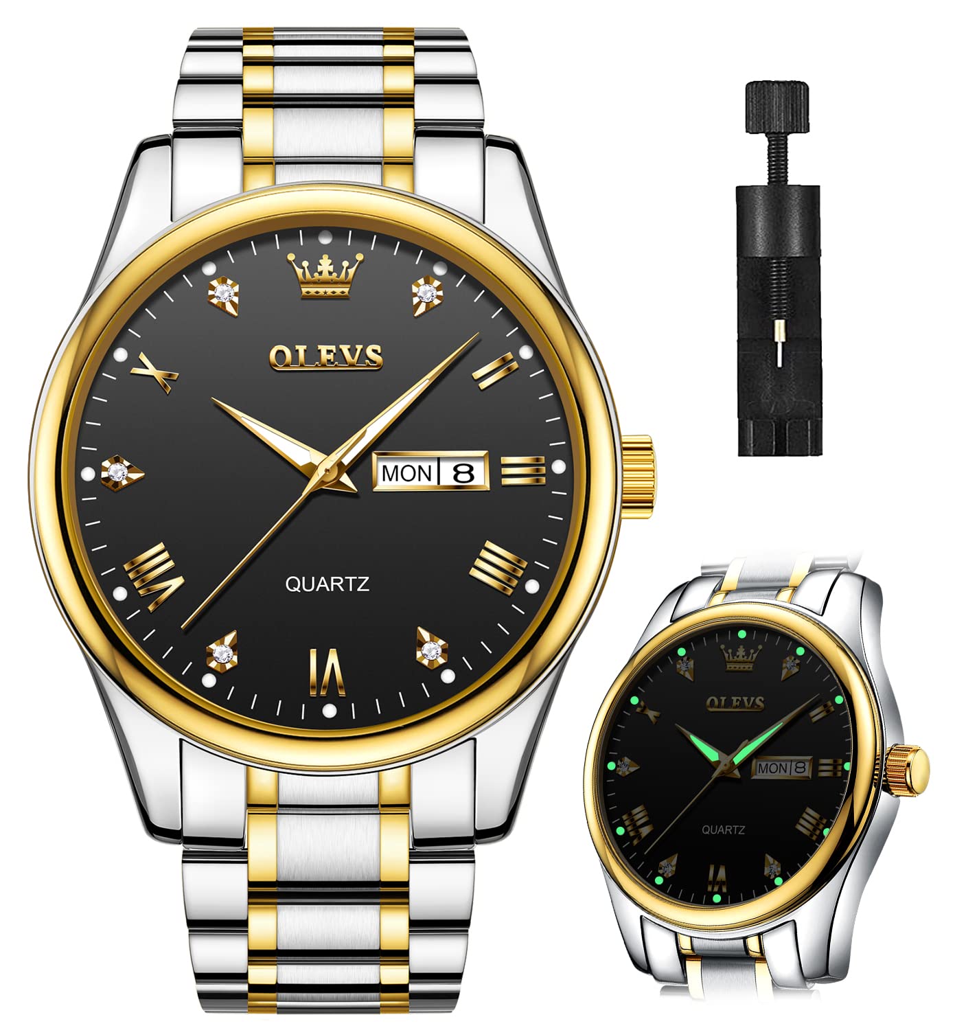 Reloj Olevs Para Hombre, Analógico, Cuarzo Dorado, Acero Inoxidable, Resistente Al Agua - Venta Internacional.