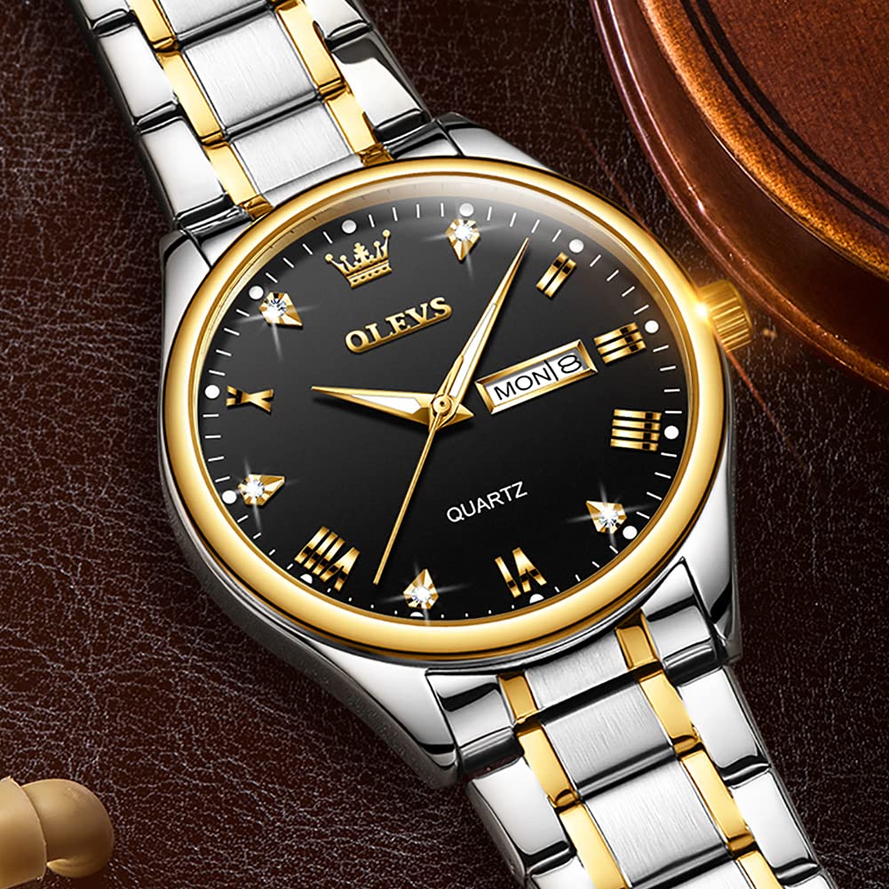 Foto 6 | Reloj Olevs Para Hombre, Analógico, Cuarzo Dorado, Acero Inoxidable, Resistente Al Agua - Venta Internacional.