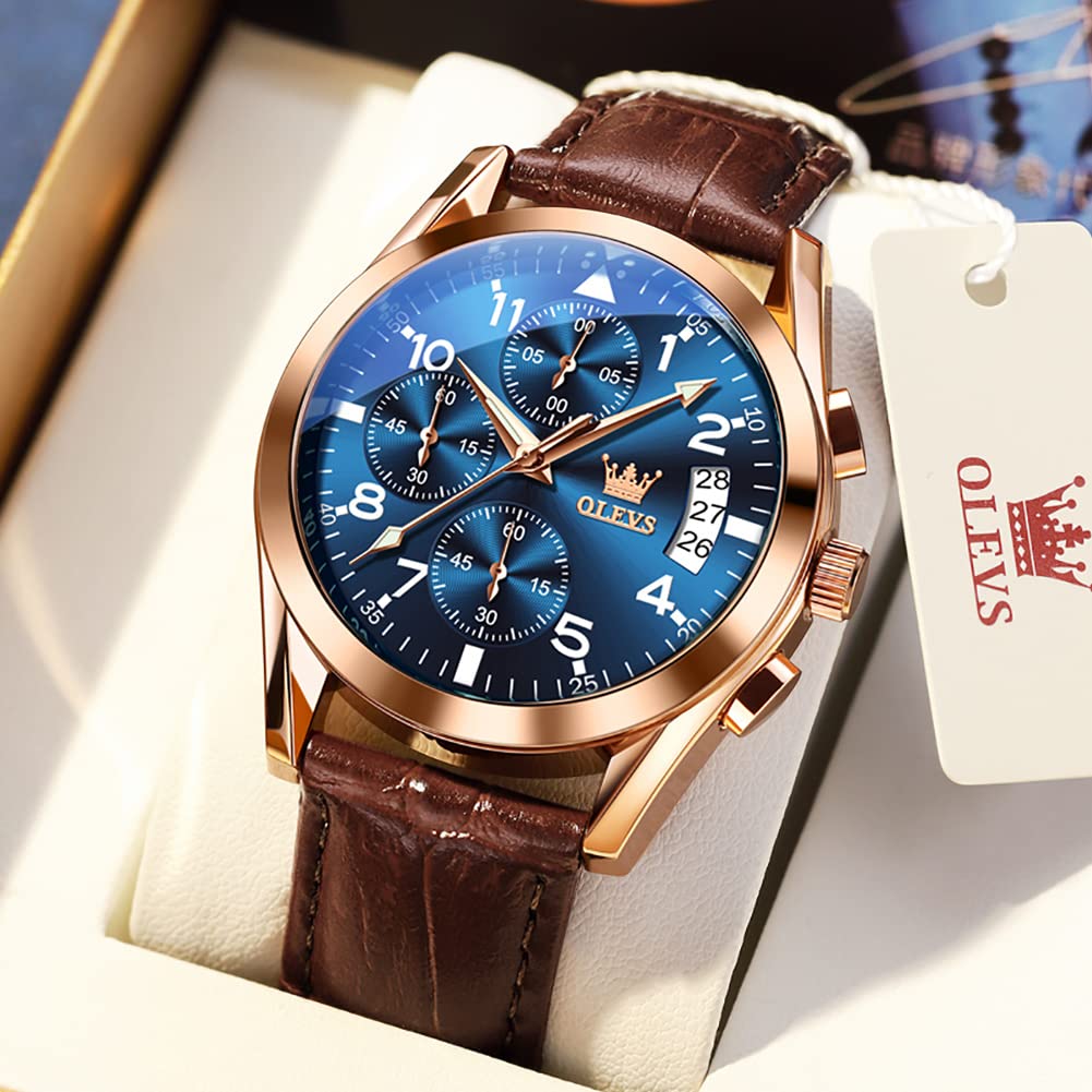 Foto 4 pulgar | Reloj Olevs Chronograph Leather Para Hombre Con Tecnología Date Water Resist - Venta Internacional.