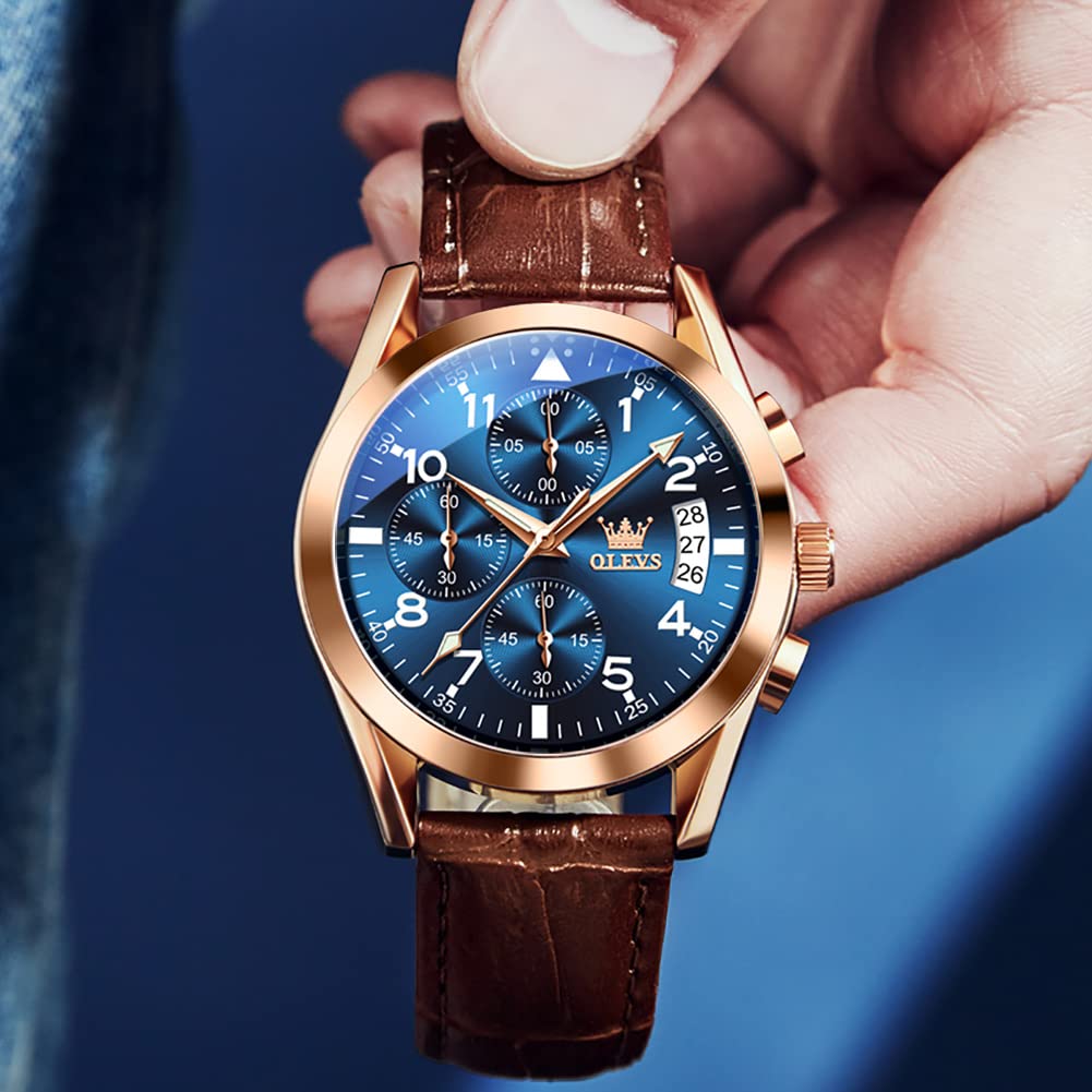 Foto 6 | Reloj Olevs Chronograph Leather Para Hombre Con Tecnología Date Water Resist - Venta Internacional.