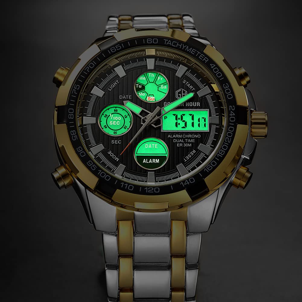 Foto 5 | Reloj Golden Hour De Lujo Analógico Digital De Acero Inoxidable Para Hombre - Venta Internacional.