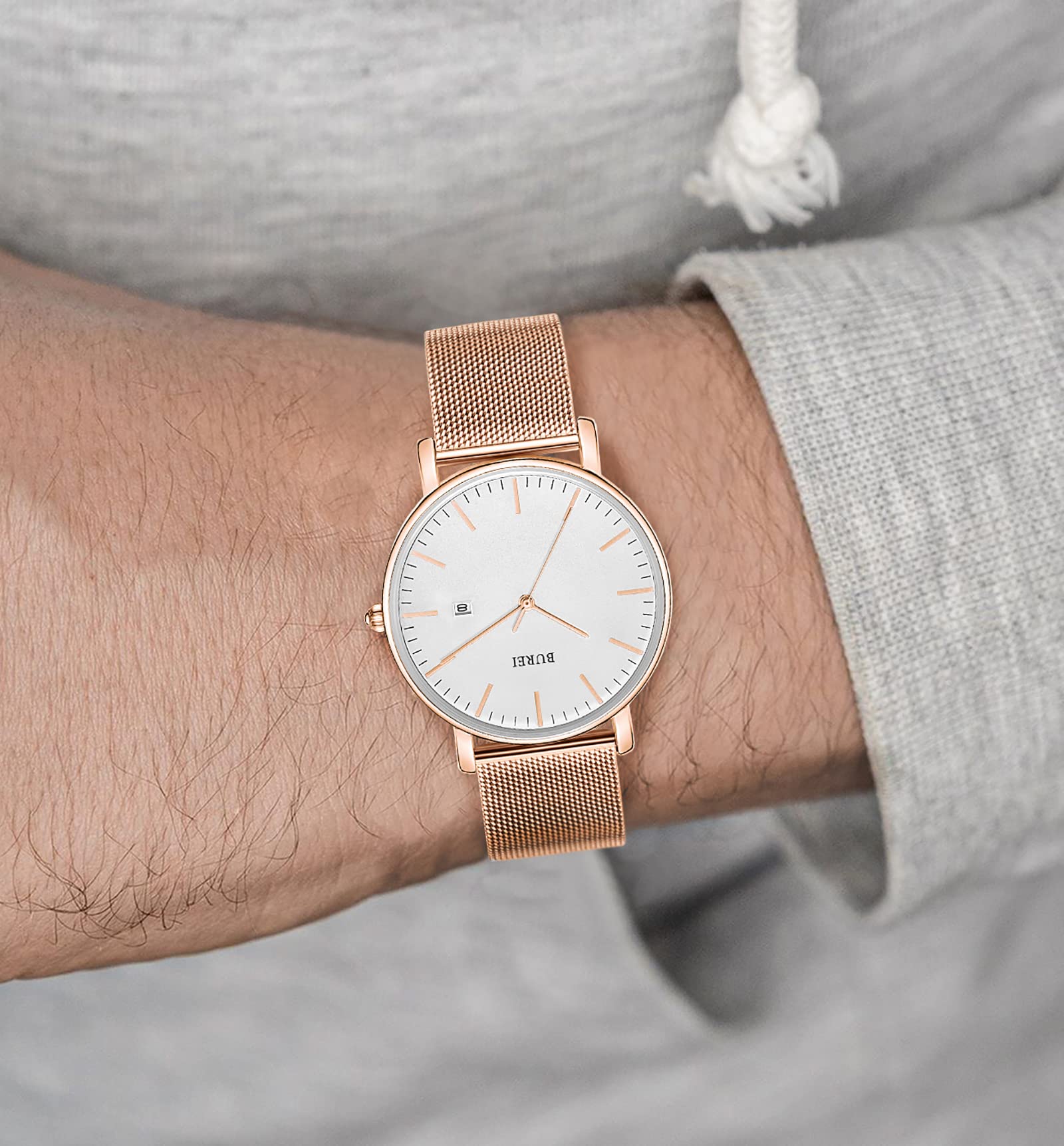 Foto 7 | Reloj Analógico Burei Fashion Minimalista Blanco Con Oro Rosa - Venta Internacional.