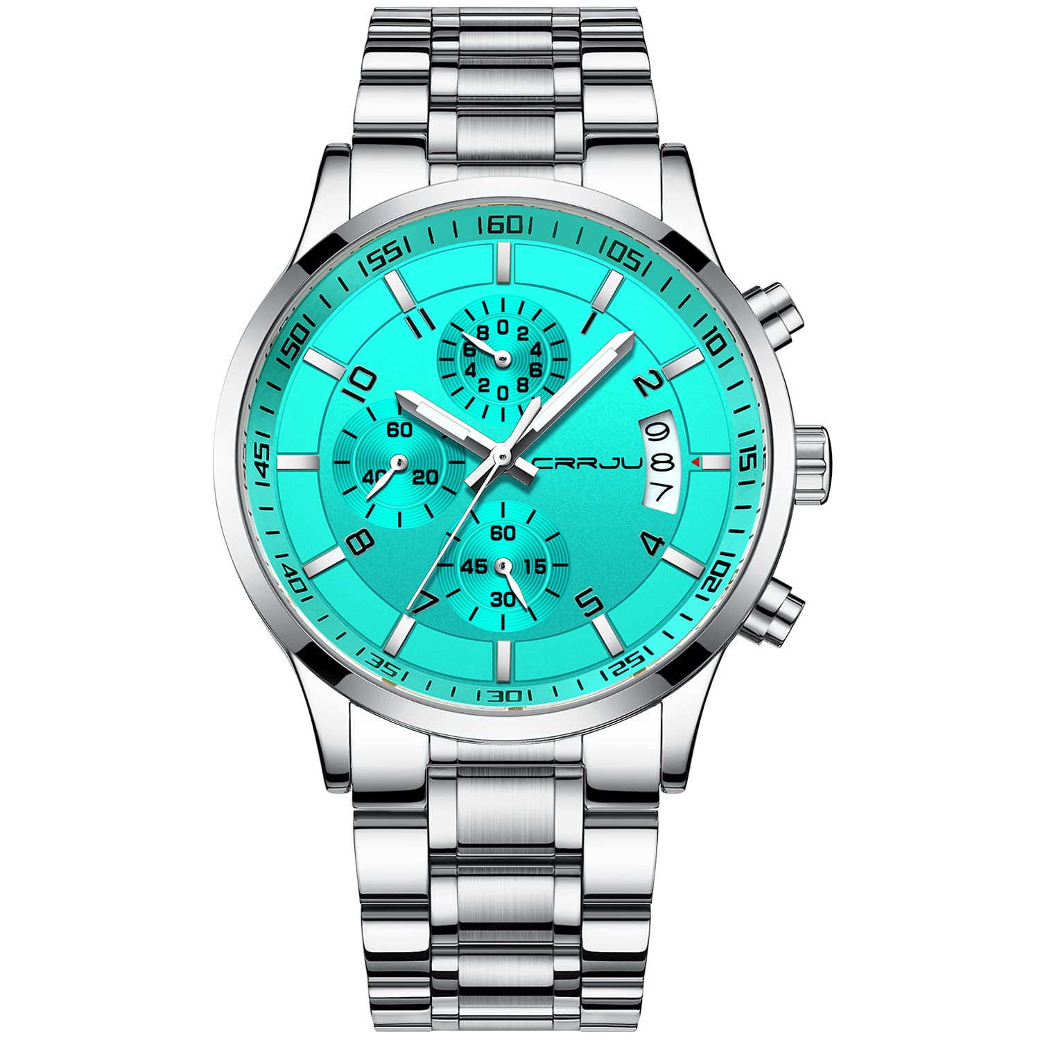 Reloj Crrju Luxury Business Con Calendario Impermeable Para Hombre, Color Plateado - Venta Internacional.