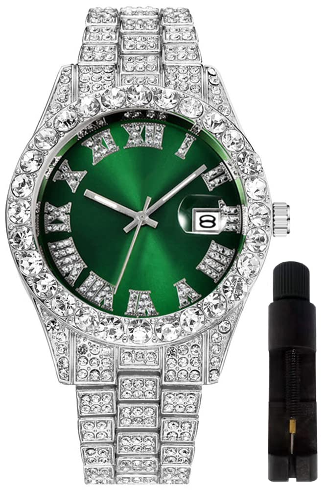 Foto 2 pulgar | Reloj Hunruy Hip Hop Iced-out Bling Diamond Quartz 42 Mm Para Hombre - Venta Internacional.