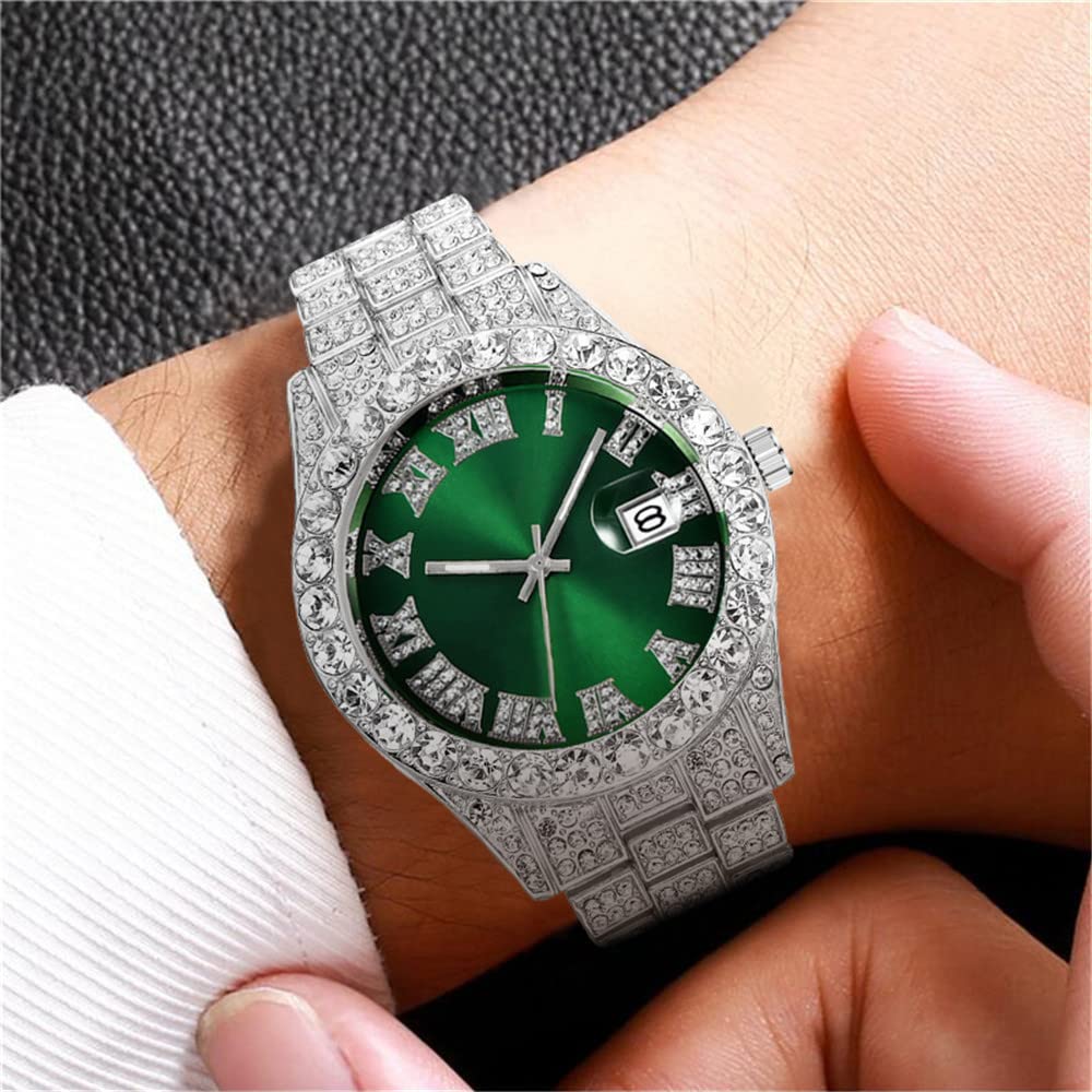 Foto 3 pulgar | Reloj Hunruy Hip Hop Iced-out Bling Diamond Quartz 42 Mm Para Hombre - Venta Internacional.