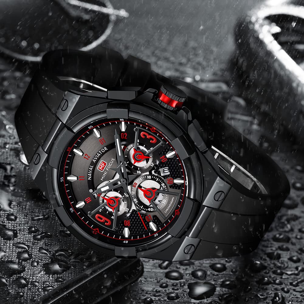 Foto 3 | Reloj Aimes, Cronógrafo Para Hombre, Impermeable, De Silicona Negra - Venta Internacional.