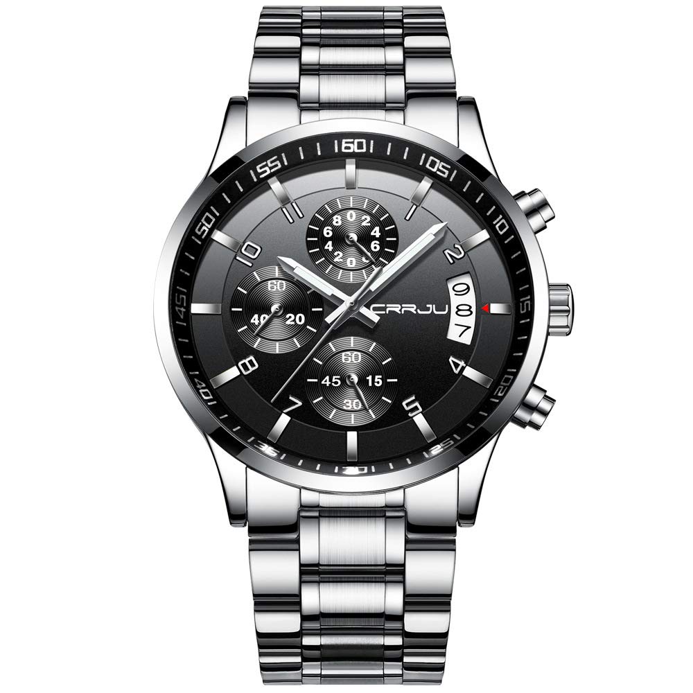 Reloj Crrju Para Hombre, Elegante, Casual, De Negocios, Impermeable, Plateado - Venta Internacional.