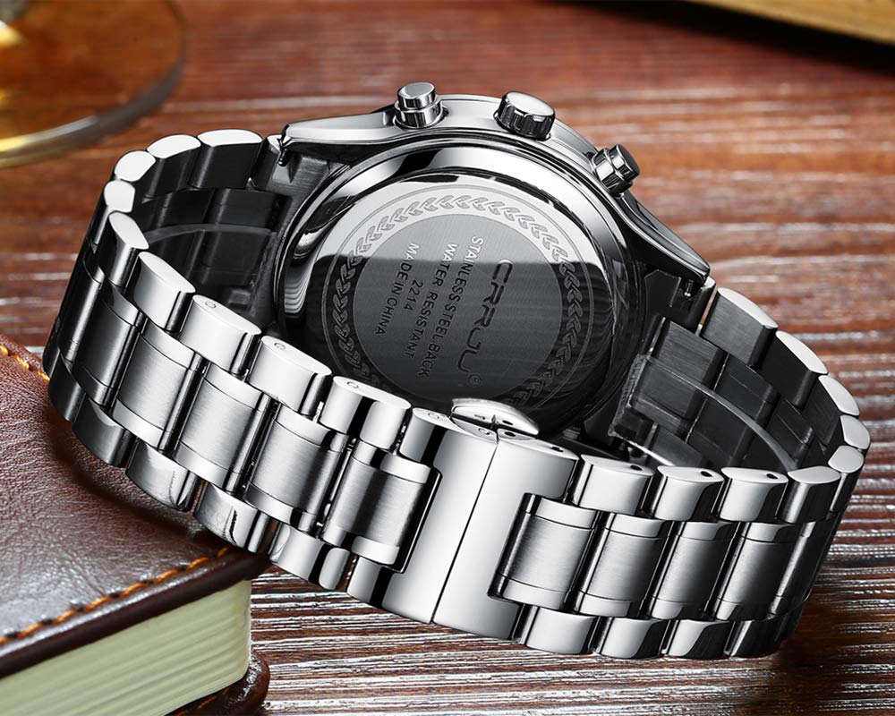 Foto 4 | Reloj Crrju Para Hombre, Elegante, Casual, De Negocios, Impermeable, Plateado - Venta Internacional.