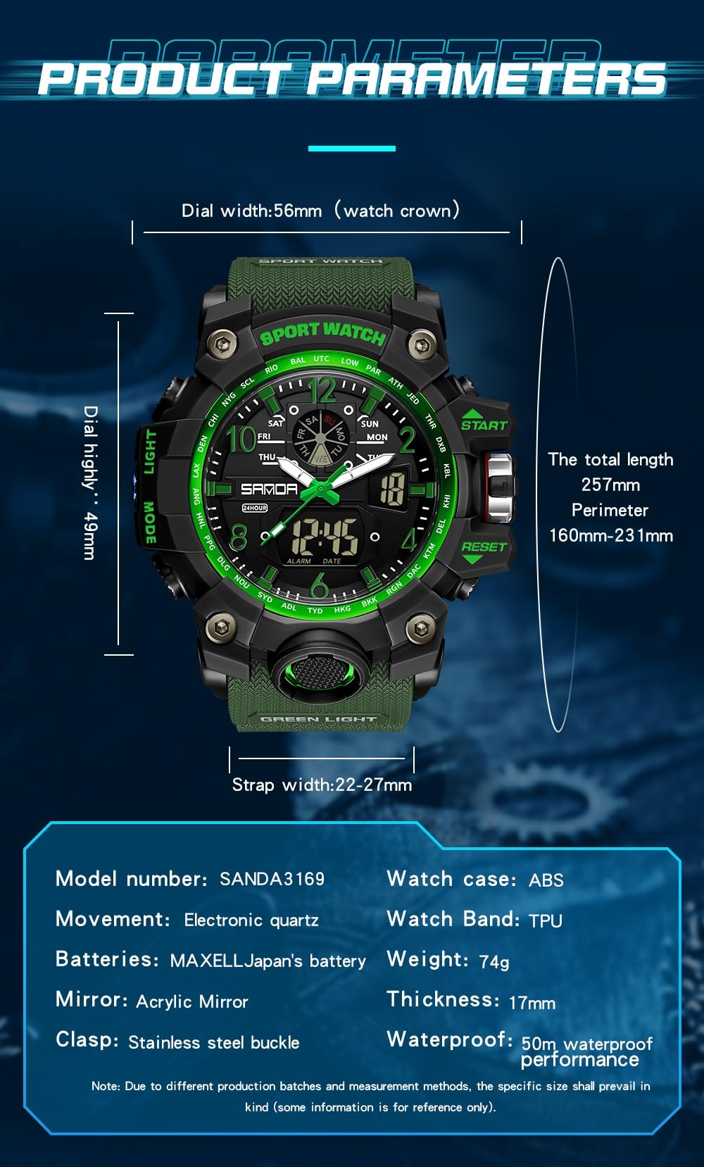 Foto 6 pulgar | Reloj Aimes Militar Impermeable Para Hombre Con Alarma Y Cronómetro - Venta Internacional.