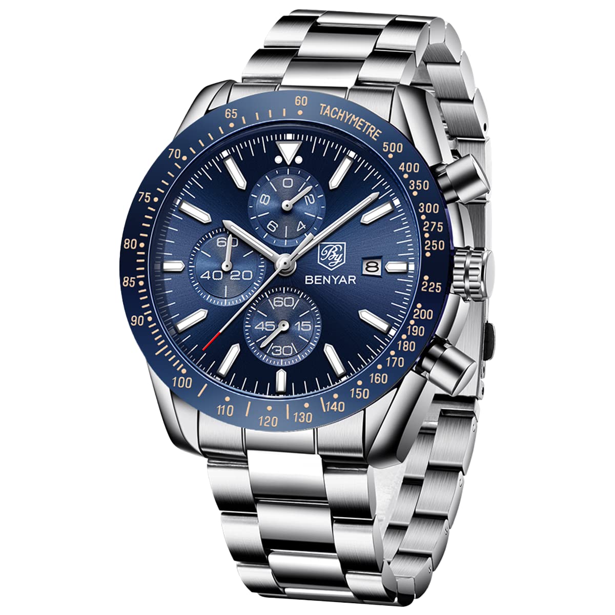 Reloj By Benyar Chronograph Analog Quartz Para Hombre, Acero Inoxidable - Venta Internacional.