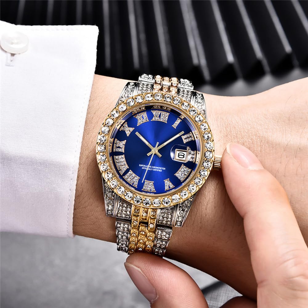 Foto 4 pulgar | Reloj Hunruy Hip Hop Iced-out Bling Diamond Luxury Para Hombre - Venta Internacional.