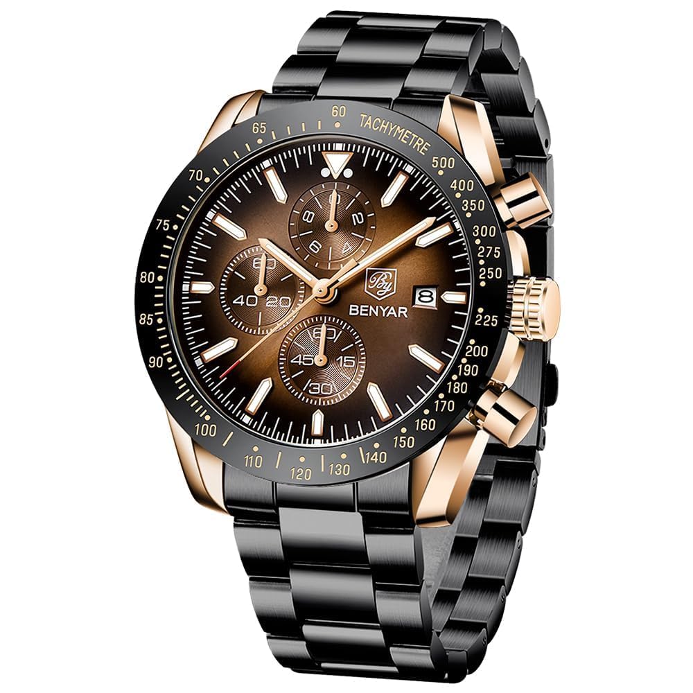 Reloj By Benyar Con Cronógrafo Analógico De Cuarzo Para Hombre, Resistente Al Agua - Venta Internacional.