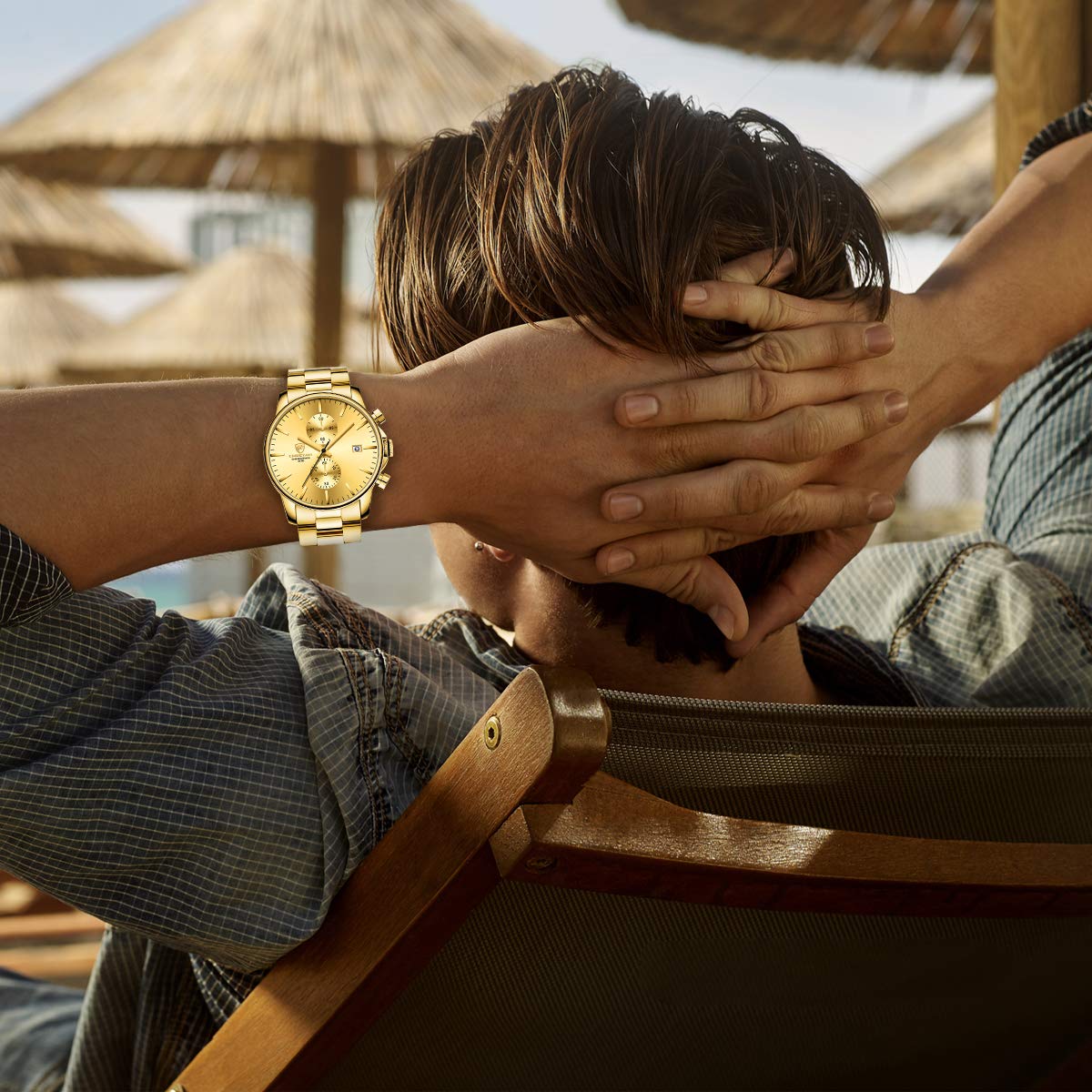 Foto 7 pulgar | Reloj Golden Hour Con Cronógrafo De Cuarzo Y Acero Inoxidable Para Hombre - Venta Internacional.