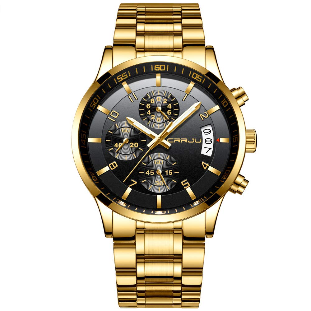 Reloj Crrju Gold De Acero Inoxidable Business Date Para Hombre - Venta Internacional.