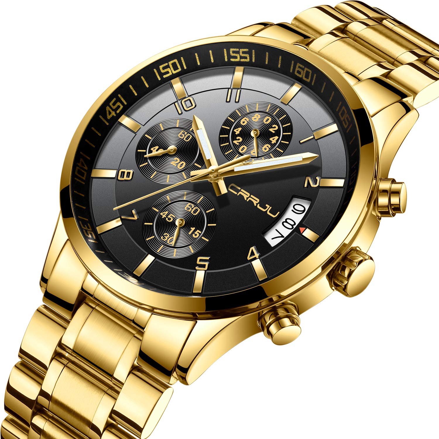 Foto 3 pulgar | Reloj Crrju Gold De Acero Inoxidable Business Date Para Hombre - Venta Internacional.