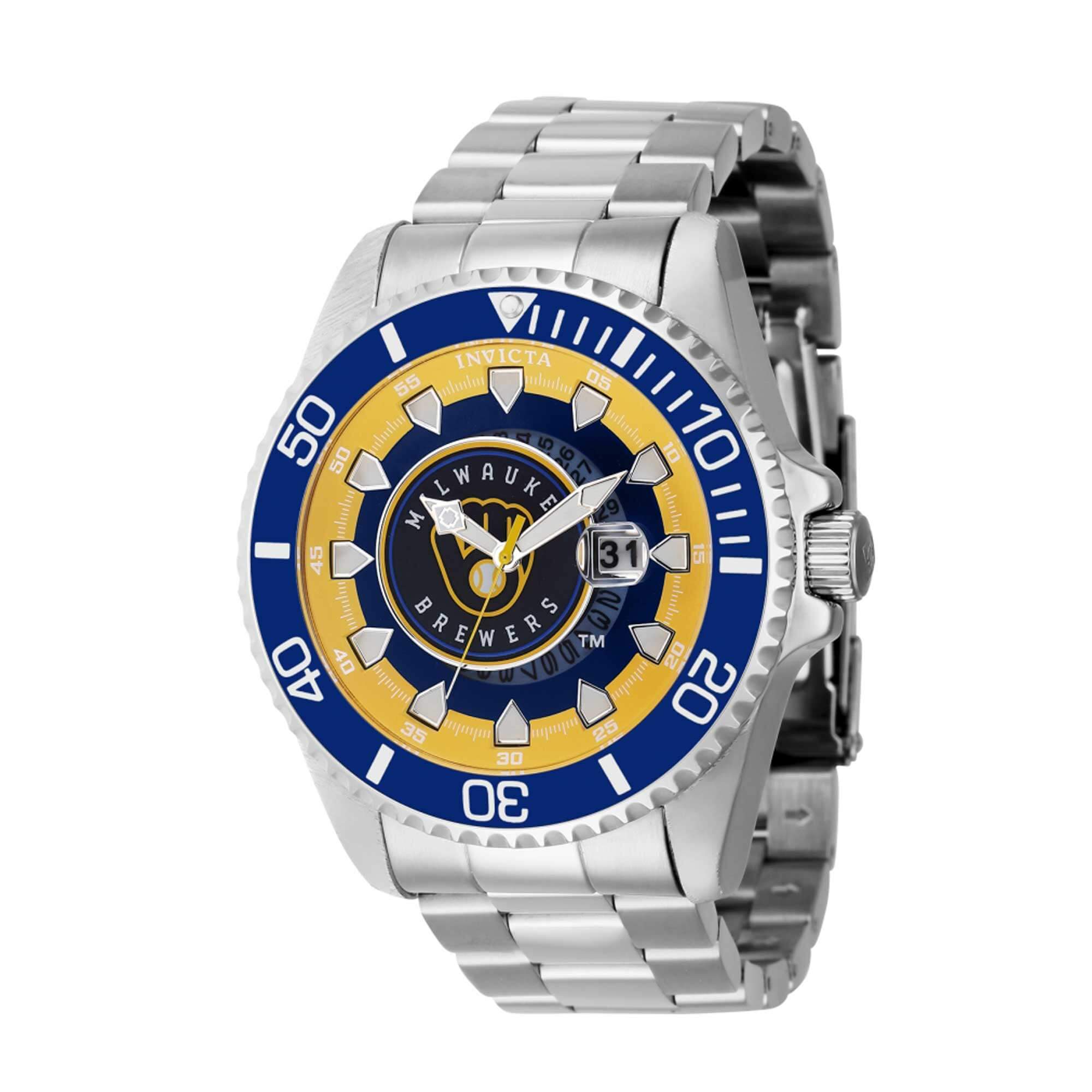 Foto 2 pulgar | Pulsera Plateada Invicta 43469 De La Mlb Milwaukee Brewers W - Venta Internacional.