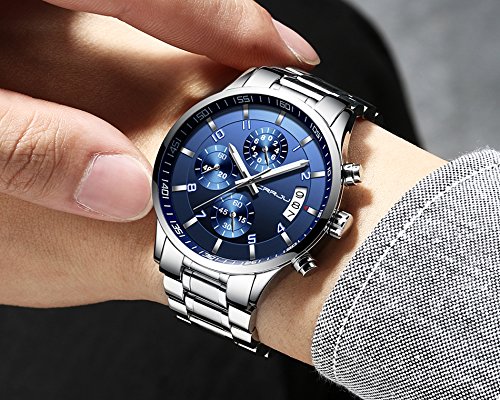 Foto 6 pulgar | Reloj De Pulsera Crrju Luxury Fashion Impermeable Para Hombre Plateado - Venta Internacional.