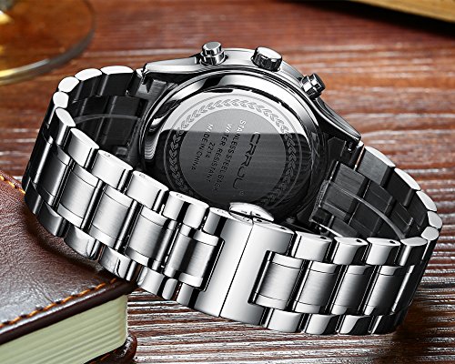 Foto 7 pulgar | Reloj De Pulsera Crrju Luxury Fashion Impermeable Para Hombre Plateado - Venta Internacional.