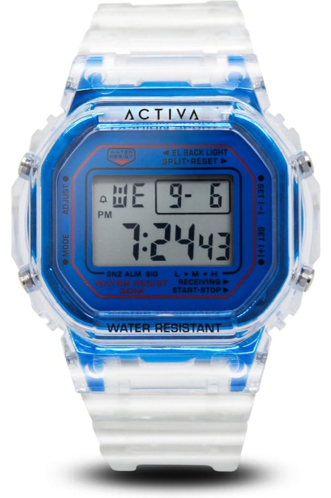 Reloj Invicta Digital De 44,5 Mm, Resistente A Los Golpes, Azul Transparente - Venta Internacional.