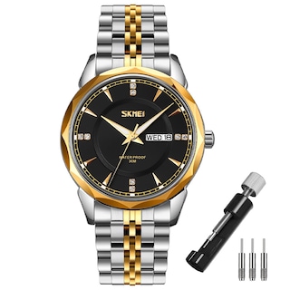 Foto 1 | Reloj Skmei Business De Acero Inoxidable Dorado Y Plateado Para Hombre - Venta Internacional.
