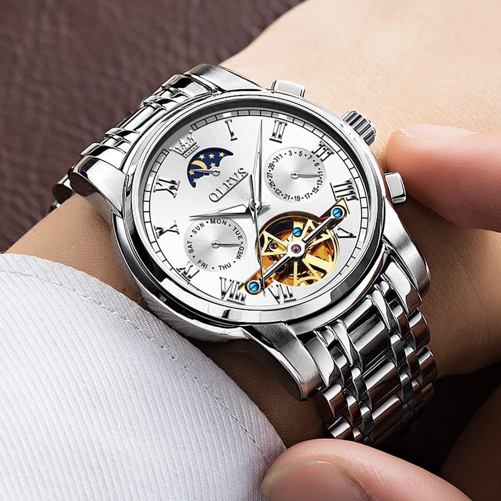 Foto 4 pulgar | Reloj Olevs Tourbillon de Acero Inoxidable para Hombre - Venta Internacional