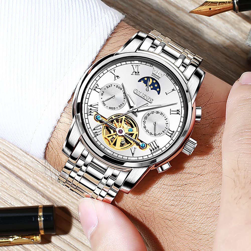 Foto 5 pulgar | Reloj Olevs Tourbillon de Acero Inoxidable para Hombre - Venta Internacional