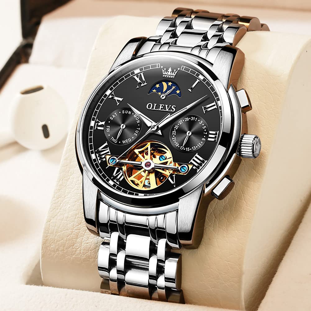 Foto 3 pulgar | Reloj Olevs Tourbillon Mecánico Automático Para Hombre De Acero Inoxidable - Venta Internacional.