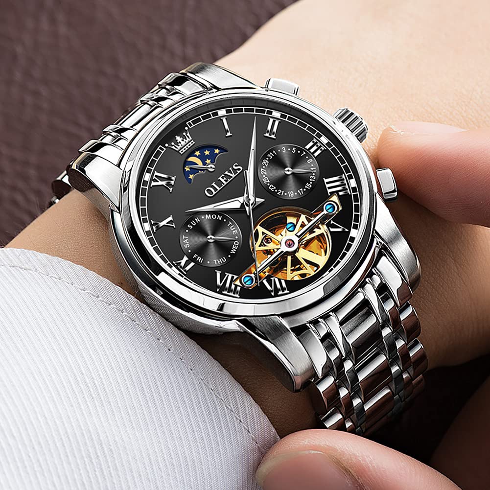 Foto 4 pulgar | Reloj Olevs Tourbillon Mecánico Automático Para Hombre De Acero Inoxidable - Venta Internacional.